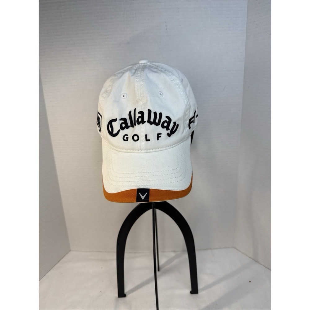 Callaway FT-3 HX Tour Golf Cap Hat Adjustable White Blk Raised Letters OSFM